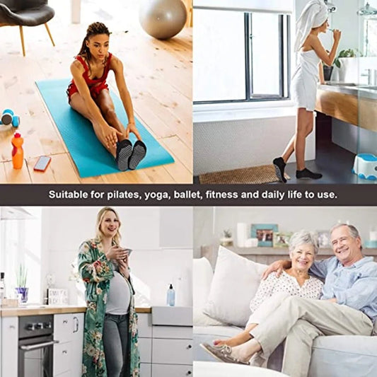 EASTIN 4 Pairs Non Slip Grip Socks Yoga Pilates Hospital Socks Sticky Grippers for Men Women - FitPulseEASTIN 4 Pairs Non Slip Grip Socks Yoga Pilates Hospital Socks Sticky Grippers for Men Women