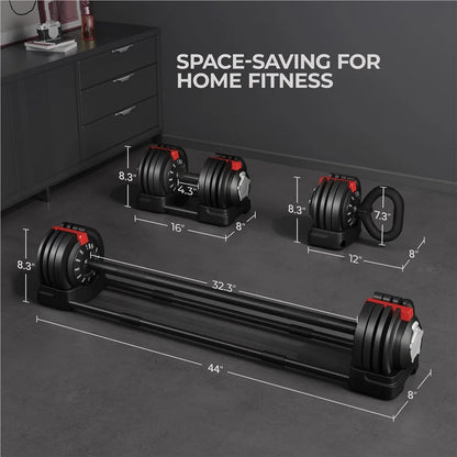 Adjustable Anti - Slip 3 - In - 1 Nylon Dumbbell Weight Set, 7 - 52.5Lbs, (Black & Red) - FitPulseAdjustable Anti - Slip 3 - In - 1 Nylon Dumbbell Weight Set, 7 - 52.5Lbs, (Black & Red)