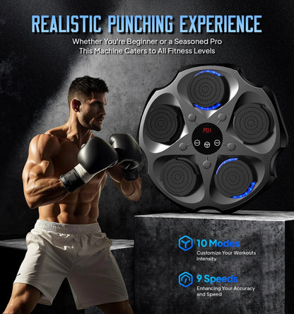 Music Boxing Machine with Boxing Gloves, Wall Mounted Smart Bluetooth Music Boxing Trainer, Electronic Boxing Target Workout Punching Equipment for Home, Indoor and Gym - FitPulseMusic Boxing Machine with Boxing Gloves, Wall Mounted Smart Bluetooth Music Boxing Trainer, Electronic Boxing Target Workout Punching Equipment for Home, Indoor and Gym