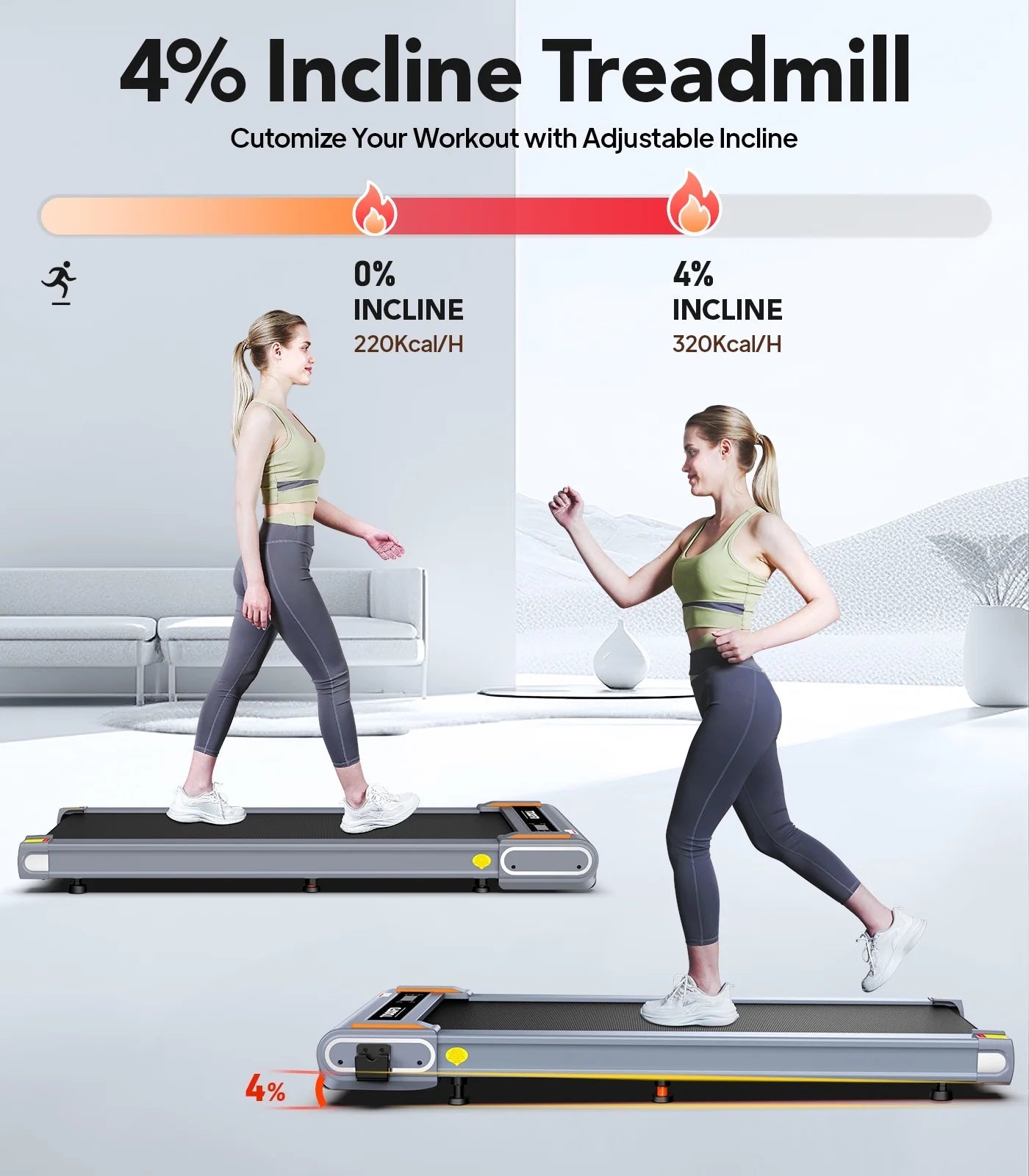 Walking Pad with Incline under Desk Treadmill 2.5HP Electric Treadmill Walking Jogging Machine for Home Office with Remote Control 265Lbs - FitPulseWalking Pad with Incline under Desk Treadmill 2.5HP Electric Treadmill Walking Jogging Machine for Home Office with Remote Control 265Lbs