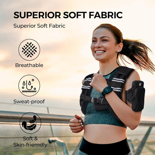 Weighted Vest,4Lb/6Lb/10Lb/12Lb/16Lb/20Lb/25Lb/30Lb Weight Vest with Reflective Stripe, Body Weight Vests Adjustable for Men, Women Workout, Strength Training, Running, Walking, Jogging - FitPulseWeighted Vest,4Lb/6Lb/10Lb/12Lb/16Lb/20Lb/25Lb/30Lb Weight Vest with Reflective Stripe, Body Weight Vests Adjustable for Men, Women Workout, Strength Training, Running, Walking, Jogging