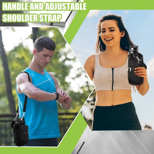 Magnetic Water Bottle Holder Gym Water Bottle Carrier Bag W/ Phone Pocket Handle Shoulder Strap 6 Built - In Magnets Water Bottle - FitPulseMagnetic Water Bottle Holder Gym Water Bottle Carrier Bag W/ Phone Pocket Handle Shoulder Strap 6 Built - In Magnets Water Bottle