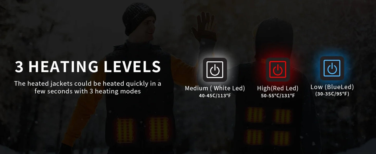 Heated Vest for Mens and Womens with 10000Mah Battery Pack, Detachable Heated Hood Heating Clothing, 3 Temperature Levels Electrically Heated Jacket, Szie XL - FitPulseHeated Vest for Mens and Womens with 10000Mah Battery Pack, Detachable Heated Hood Heating Clothing, 3 Temperature Levels Electrically Heated Jacket, Szie XL