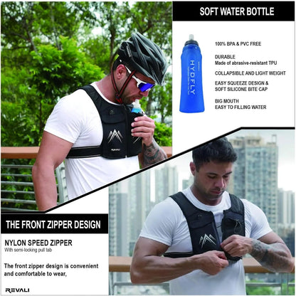 Running Vest, Zip Reflective Running Vests with 500Ml Hydration Bottle, Adjustable Waistband & Breathable Material, Chest Pack Gear Phone Holder for Running, Men & Women - FitPulseRunning Vest, Zip Reflective Running Vests with 500Ml Hydration Bottle, Adjustable Waistband & Breathable Material, Chest Pack Gear Phone Holder for Running, Men & Women
