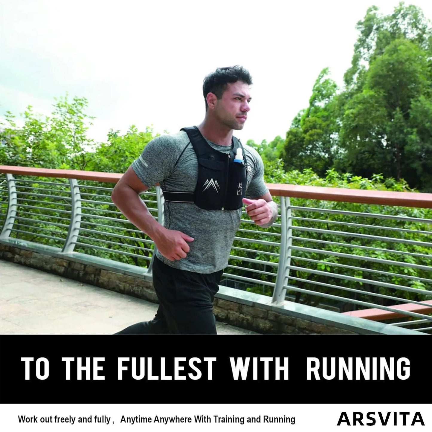 Running Vest, Zip Reflective Running Vests with 500Ml Hydration Bottle, Adjustable Waistband & Breathable Material, Chest Pack Gear Phone Holder for Running, Men & Women - FitPulseRunning Vest, Zip Reflective Running Vests with 500Ml Hydration Bottle, Adjustable Waistband & Breathable Material, Chest Pack Gear Phone Holder for Running, Men & Women