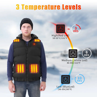 Heated Vest for Mens and Womens with 10000Mah Battery Pack, Detachable Heated Hood Heating Clothing, 3 Temperature Levels Electrically Heated Jacket, Szie XL - FitPulseHeated Vest for Mens and Womens with 10000Mah Battery Pack, Detachable Heated Hood Heating Clothing, 3 Temperature Levels Electrically Heated Jacket, Szie XL