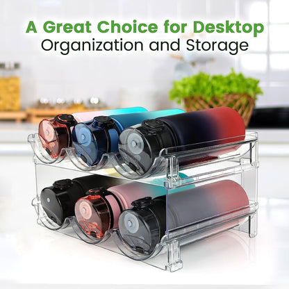 Water Bottle Organizer for Cabinet, Water Bottle Storage Organizer, 2 Packs Water Bottle Storage Rack, Water Bottle Holder for Cabinet, Stackable Water Bottle Storage Rack - FitPulseWater Bottle Organizer for Cabinet, Water Bottle Storage Organizer, 2 Packs Water Bottle Storage Rack, Water Bottle Holder for Cabinet, Stackable Water Bottle Storage Rack