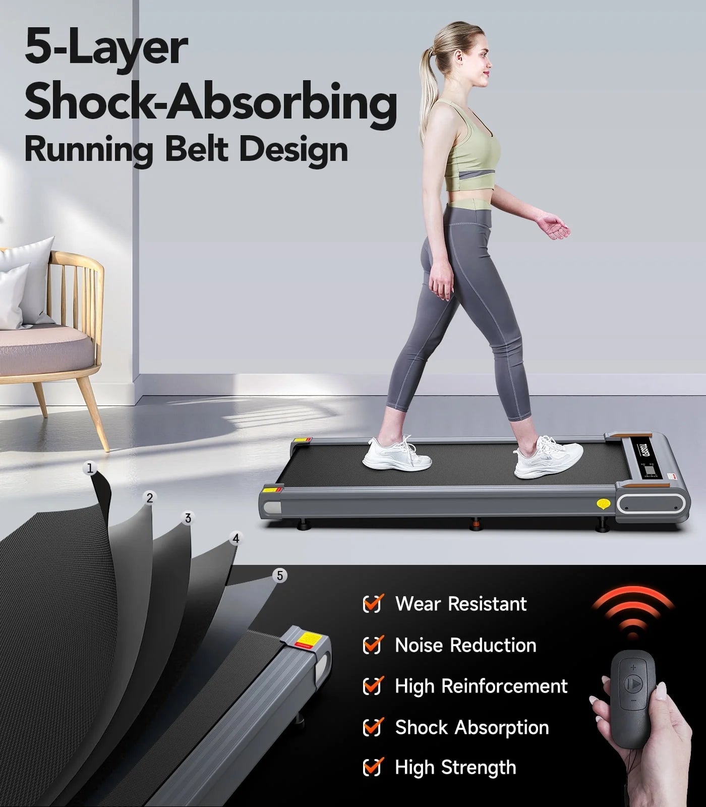 Walking Pad with Incline under Desk Treadmill 2.5HP Electric Treadmill Walking Jogging Machine for Home Office with Remote Control 265Lbs - FitPulseWalking Pad with Incline under Desk Treadmill 2.5HP Electric Treadmill Walking Jogging Machine for Home Office with Remote Control 265Lbs