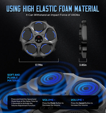 Music Boxing Machine with Boxing Gloves, Wall Mounted Smart Bluetooth Music Boxing Trainer, Electronic Boxing Target Workout Punching Equipment for Home, Indoor and Gym - FitPulseMusic Boxing Machine with Boxing Gloves, Wall Mounted Smart Bluetooth Music Boxing Trainer, Electronic Boxing Target Workout Punching Equipment for Home, Indoor and Gym