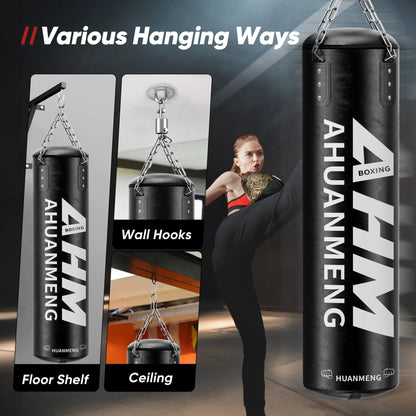 Punching Bag for Adults 4FT PU Heavy Boxing Bag Set Hanging Boxing Bag Kit W/ 12Oz Gloves - FitPulsePunching Bag for Adults 4FT PU Heavy Boxing Bag Set Hanging Boxing Bag Kit W/ 12Oz Gloves