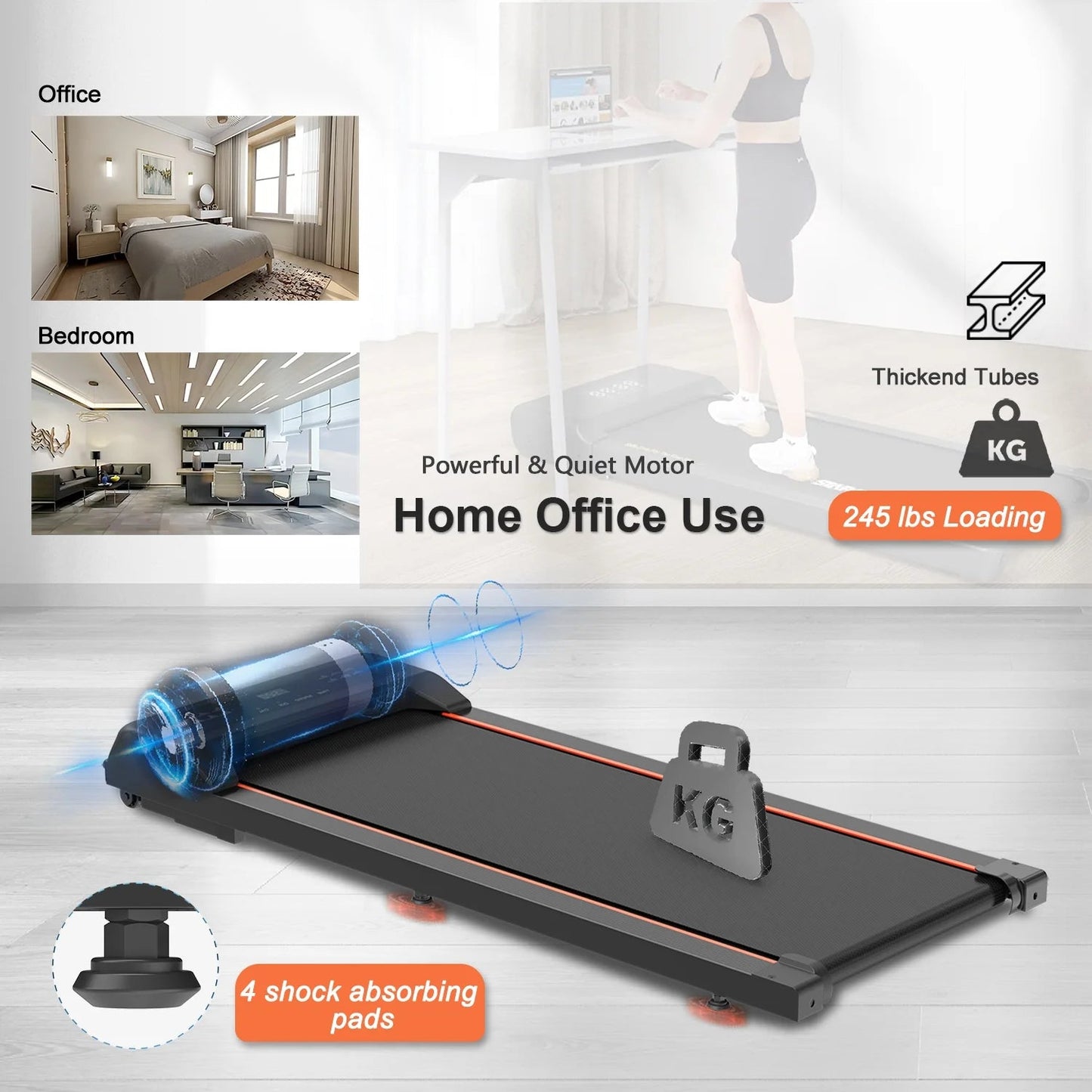 under Desk Treadmill - Walking Pad with LED Display and Remote Control, Portable Treadmill for Home and Office, 2.5HP, 265LBS Capacity - FitPulseunder Desk Treadmill - Walking Pad with LED Display and Remote Control, Portable Treadmill for Home and Office, 2.5HP, 265LBS Capacity