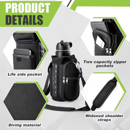 Magnetic Water Bottle Holder Gym Water Bottle Carrier Bag W/ Phone Pocket Handle Shoulder Strap 6 Built - In Magnets Water Bottle - FitPulseMagnetic Water Bottle Holder Gym Water Bottle Carrier Bag W/ Phone Pocket Handle Shoulder Strap 6 Built - In Magnets Water Bottle