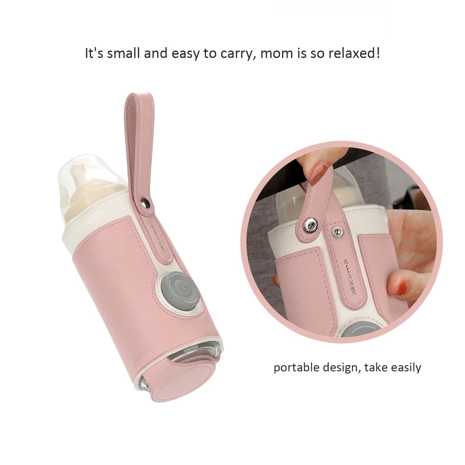 Portable Bottle Warmer, Intelligent Bottle Warmer, Fast Charge, 3 - Speed Temperature Regulation, Pink - FitPulsePortable Bottle Warmer, Intelligent Bottle Warmer, Fast Charge, 3 - Speed Temperature Regulation, Pink