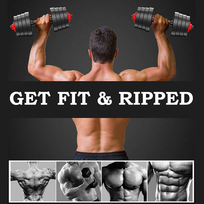 Adjustable Dumbbell Barbell Set (88LB/66LB/44LB) Weight with Connecting Rod 2 in 1 Home Body Workout Exercise Equipment for Men and Woman - FitPulseAdjustable Dumbbell Barbell Set (88LB/66LB/44LB) Weight with Connecting Rod 2 in 1 Home Body Workout Exercise Equipment for Men and Woman