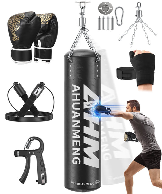 Punching Bag for Adults 4FT PU Heavy Boxing Bag Set Hanging Boxing Bag Kit W/ 12Oz Gloves - FitPulsePunching Bag for Adults 4FT PU Heavy Boxing Bag Set Hanging Boxing Bag Kit W/ 12Oz Gloves