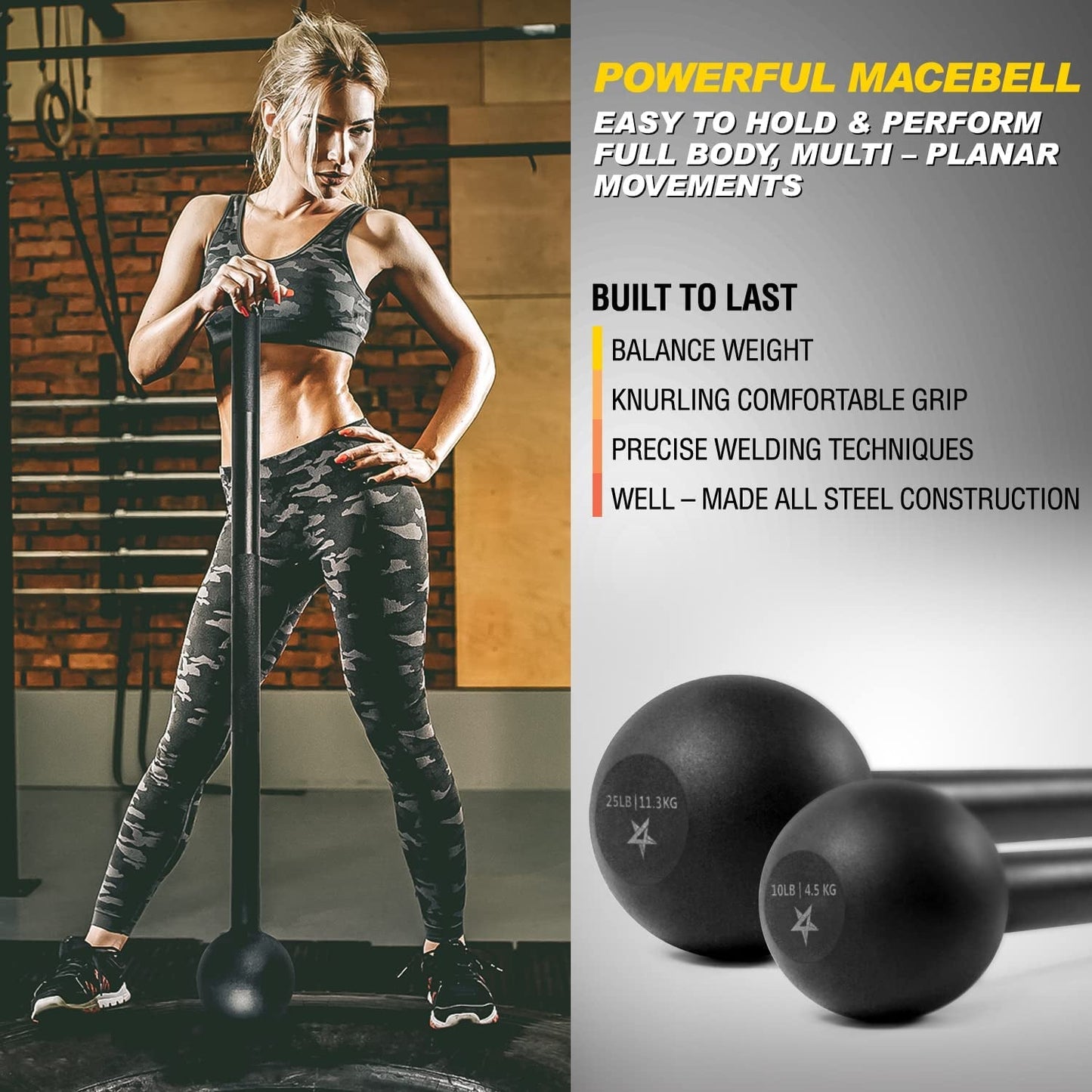 Steel Mace Bell for Strength Training - Support Full Body, Muscles, Shoulder, Grips & Forearms Workouts to Rehabilitation, Stretching 5, 7, 10, 15, 20, 25, 30Lb for Woman & Man - FitPulseSteel Mace Bell for Strength Training - Support Full Body, Muscles, Shoulder, Grips & Forearms Workouts to Rehabilitation, Stretching 5, 7, 10, 15, 20, 25, 30Lb for Woman & Man