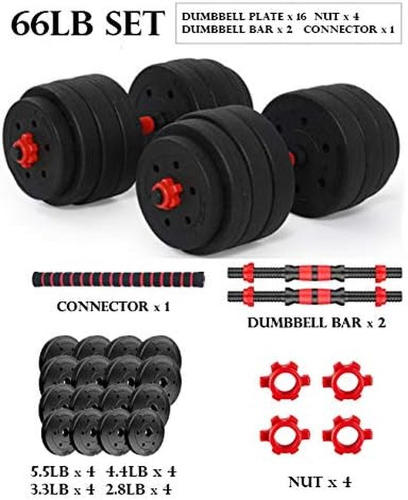 Adjustable Dumbbell Barbell Set (88LB/66LB/44LB) Weight with Connecting Rod 2 in 1 Home Body Workout Exercise Equipment for Men and Woman - FitPulseAdjustable Dumbbell Barbell Set (88LB/66LB/44LB) Weight with Connecting Rod 2 in 1 Home Body Workout Exercise Equipment for Men and Woman