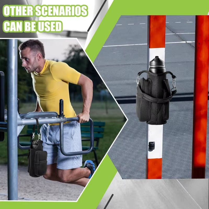 Magnetic Water Bottle Holder Gym Water Bottle Carrier Bag W/ Phone Pocket Handle Shoulder Strap 6 Built - In Magnets Water Bottle - FitPulseMagnetic Water Bottle Holder Gym Water Bottle Carrier Bag W/ Phone Pocket Handle Shoulder Strap 6 Built - In Magnets Water Bottle