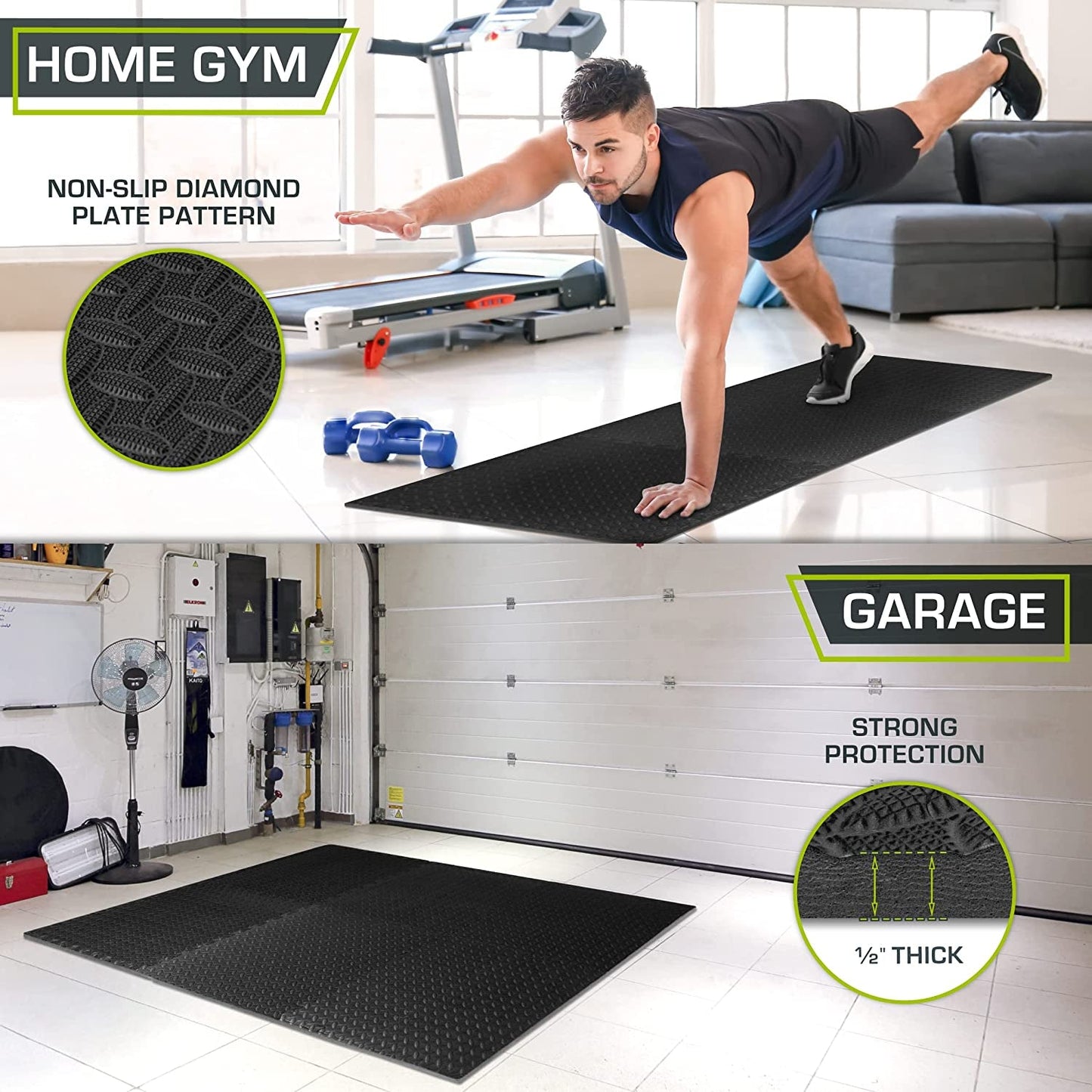 Puzzle Exercise Mat ½ In, EVA Interlocking Foam Floor Tiles for Home Gym, Mat for Home Workout Equipment, Floor Padding for Kids, Grey, 24 in X 24 in X ½ In, 144 Sq Ft - 36 Tiles - FitPulsePuzzle Exercise Mat ½ In, EVA Interlocking Foam Floor Tiles for Home Gym, Mat for Home Workout Equipment, Floor Padding for Kids, Grey, 24 in X 24 in X ½ In, 144 Sq Ft - 36 Tiles
