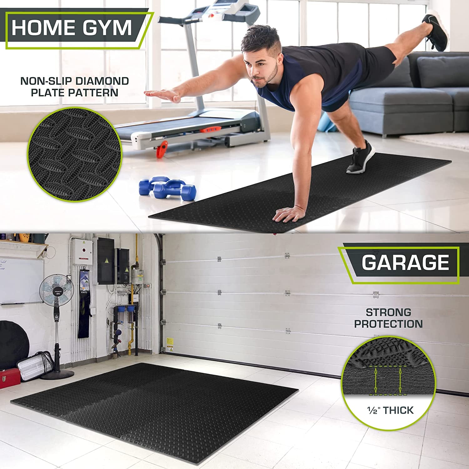 Puzzle Exercise Mat ½ In, EVA Interlocking Foam Floor Tiles for Home Gym, Mat for Home Workout Equipment, Floor Padding for Kids, Grey, 24 in X 24 in X ½ In, 144 Sq Ft - 36 Tiles - FitPulsePuzzle Exercise Mat ½ In, EVA Interlocking Foam Floor Tiles for Home Gym, Mat for Home Workout Equipment, Floor Padding for Kids, Grey, 24 in X 24 in X ½ In, 144 Sq Ft - 36 Tiles
