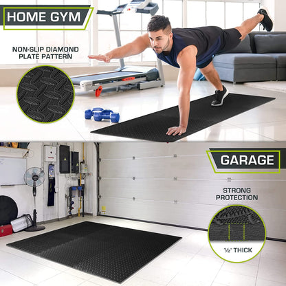 Puzzle Exercise Mat ½ In, EVA Interlocking Foam Floor Tiles for Home Gym, Mat for Home Workout Equipment, Floor Padding for Kids, Grey, 24 in X 24 in X ½ In, 144 Sq Ft - 36 Tiles - FitPulsePuzzle Exercise Mat ½ In, EVA Interlocking Foam Floor Tiles for Home Gym, Mat for Home Workout Equipment, Floor Padding for Kids, Grey, 24 in X 24 in X ½ In, 144 Sq Ft - 36 Tiles