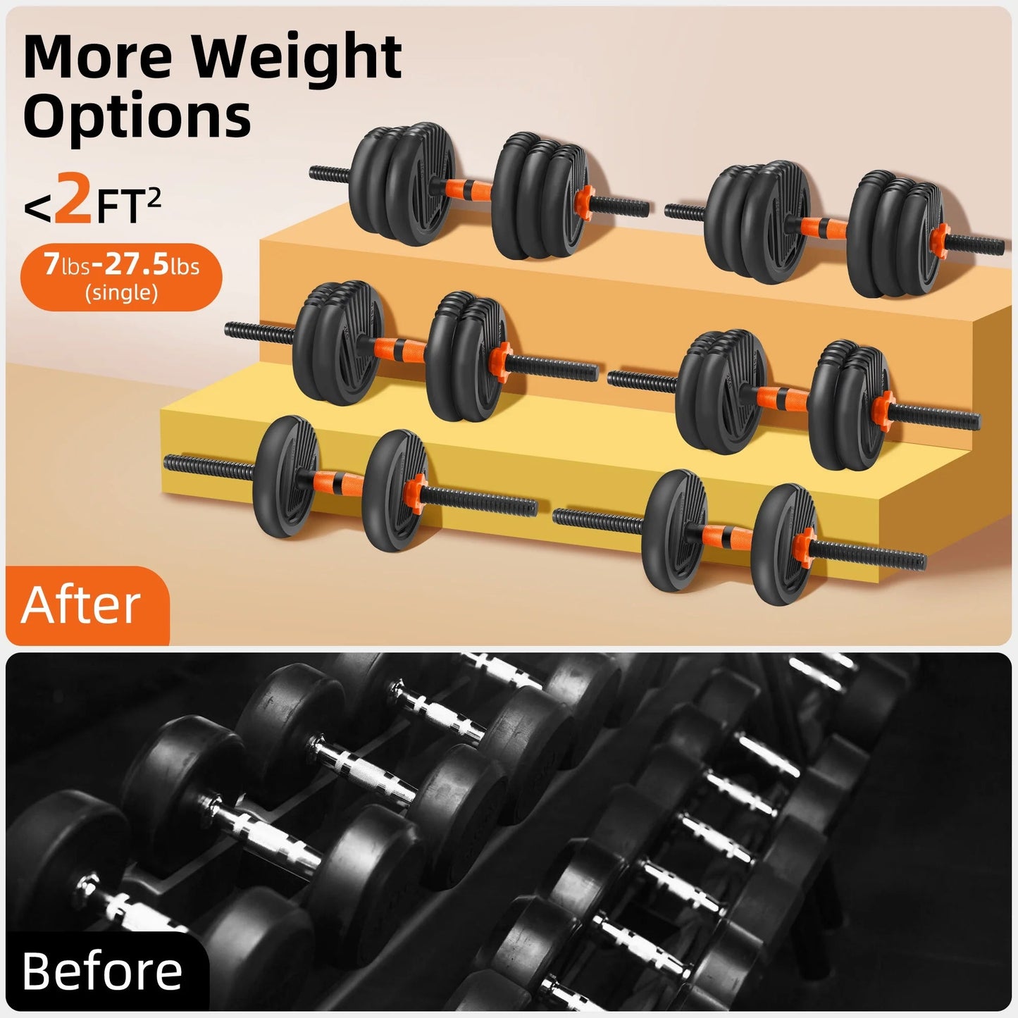 Adjustable Dumbbells, 55Lbs Free Weight Set with Connector, 4 In1 Dumbbells Set Used as Barbell, Kettlebells, Push up Stand, Fitness Exercises for Home Gym Suitable Men/Women - FitPulseAdjustable Dumbbells, 55Lbs Free Weight Set with Connector, 4 In1 Dumbbells Set Used as Barbell, Kettlebells, Push up Stand, Fitness Exercises for Home Gym Suitable Men/Women