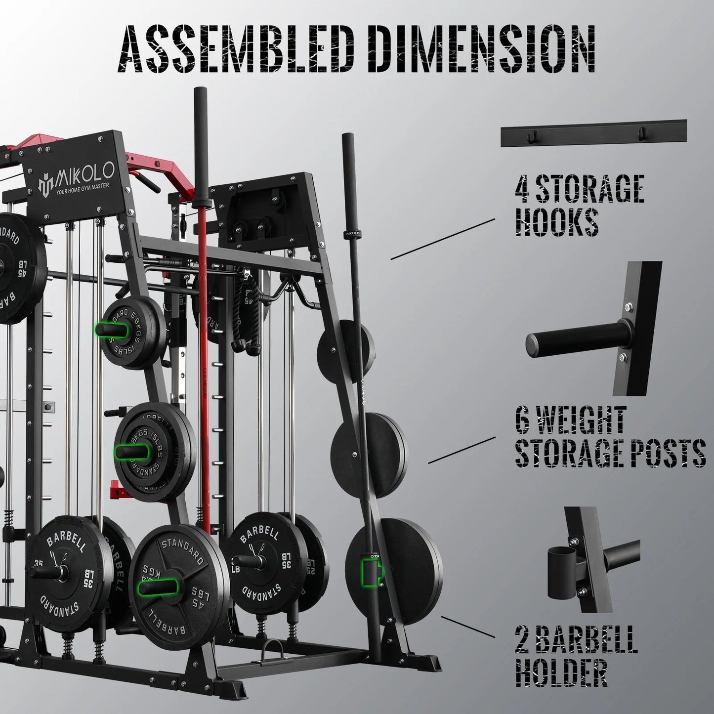 Smith Machine Home Gym, 2200 Lbs Power Rack Cage with Cable Crossover, Weight Bar, 360° Landmine, Barbell Holders and Other Attachments, Total Body Strength Training Cage - FitPulseSmith Machine Home Gym, 2200 Lbs Power Rack Cage with Cable Crossover, Weight Bar, 360° Landmine, Barbell Holders and Other Attachments, Total Body Strength Training Cage