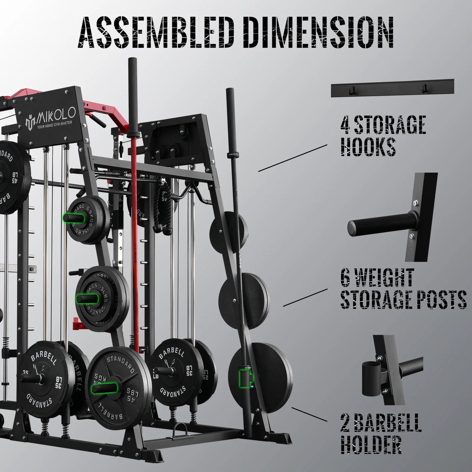 Smith Machine Home Gym, 2200 Lbs Power Rack Cage with Cable Crossover, Weight Bar, 360° Landmine, Barbell Holders and Other Attachments, Total Body Strength Training Cage - FitPulseSmith Machine Home Gym, 2200 Lbs Power Rack Cage with Cable Crossover, Weight Bar, 360° Landmine, Barbell Holders and Other Attachments, Total Body Strength Training Cage
