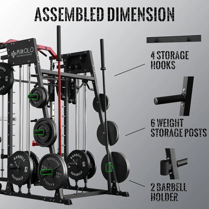 Smith Machine Home Gym, 2200 Lbs Power Rack Cage with Cable Crossover, Weight Bar, 360° Landmine, Barbell Holders and Other Attachments, Total Body Strength Training Cage - FitPulseSmith Machine Home Gym, 2200 Lbs Power Rack Cage with Cable Crossover, Weight Bar, 360° Landmine, Barbell Holders and Other Attachments, Total Body Strength Training Cage