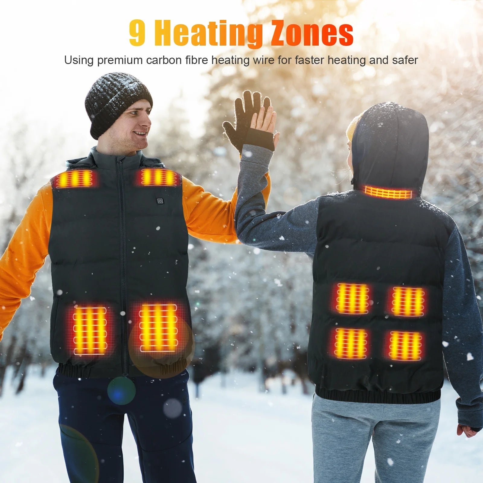 Heated Vest for Mens and Womens with 10000Mah Battery Pack, Detachable Heated Hood Heating Clothing, 3 Temperature Levels Electrically Heated Jacket, Szie XL - FitPulseHeated Vest for Mens and Womens with 10000Mah Battery Pack, Detachable Heated Hood Heating Clothing, 3 Temperature Levels Electrically Heated Jacket, Szie XL