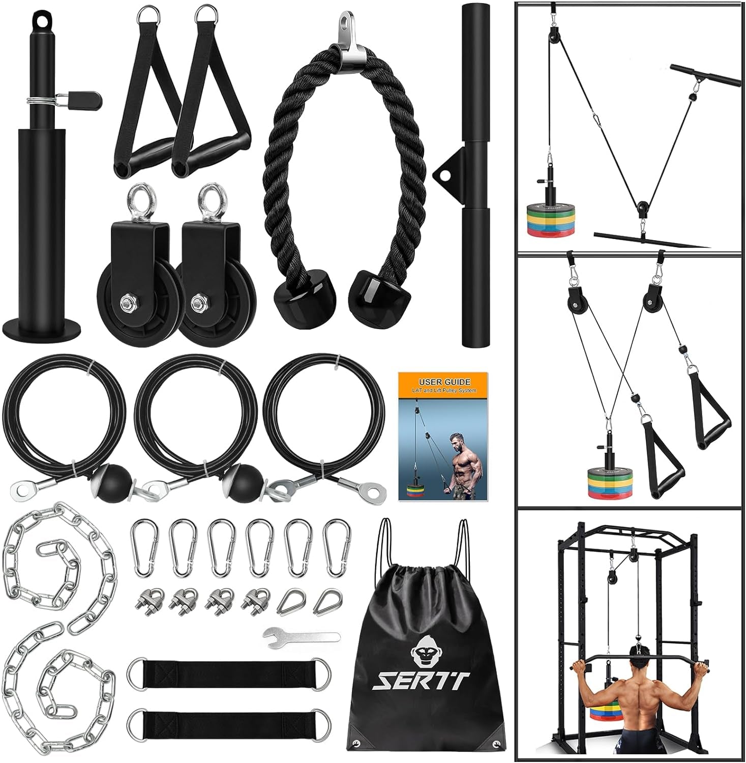 Weight Cable Pulley System Gym, Upgraded Cable Pulley Attachments for Gym LAT Pu - FitPulseWeight Cable Pulley System Gym, Upgraded Cable Pulley Attachments for Gym LAT Pu