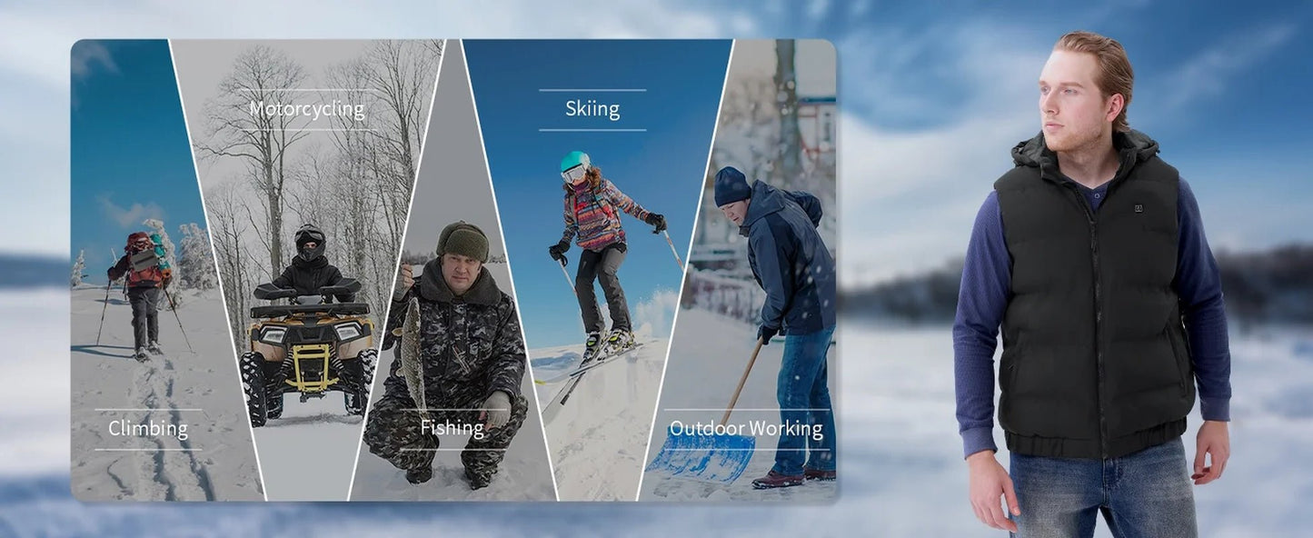 Heated Vest for Mens and Womens with 10000Mah Battery Pack, Detachable Heated Hood Heating Clothing, 3 Temperature Levels Electrically Heated Jacket, Szie XL - FitPulseHeated Vest for Mens and Womens with 10000Mah Battery Pack, Detachable Heated Hood Heating Clothing, 3 Temperature Levels Electrically Heated Jacket, Szie XL