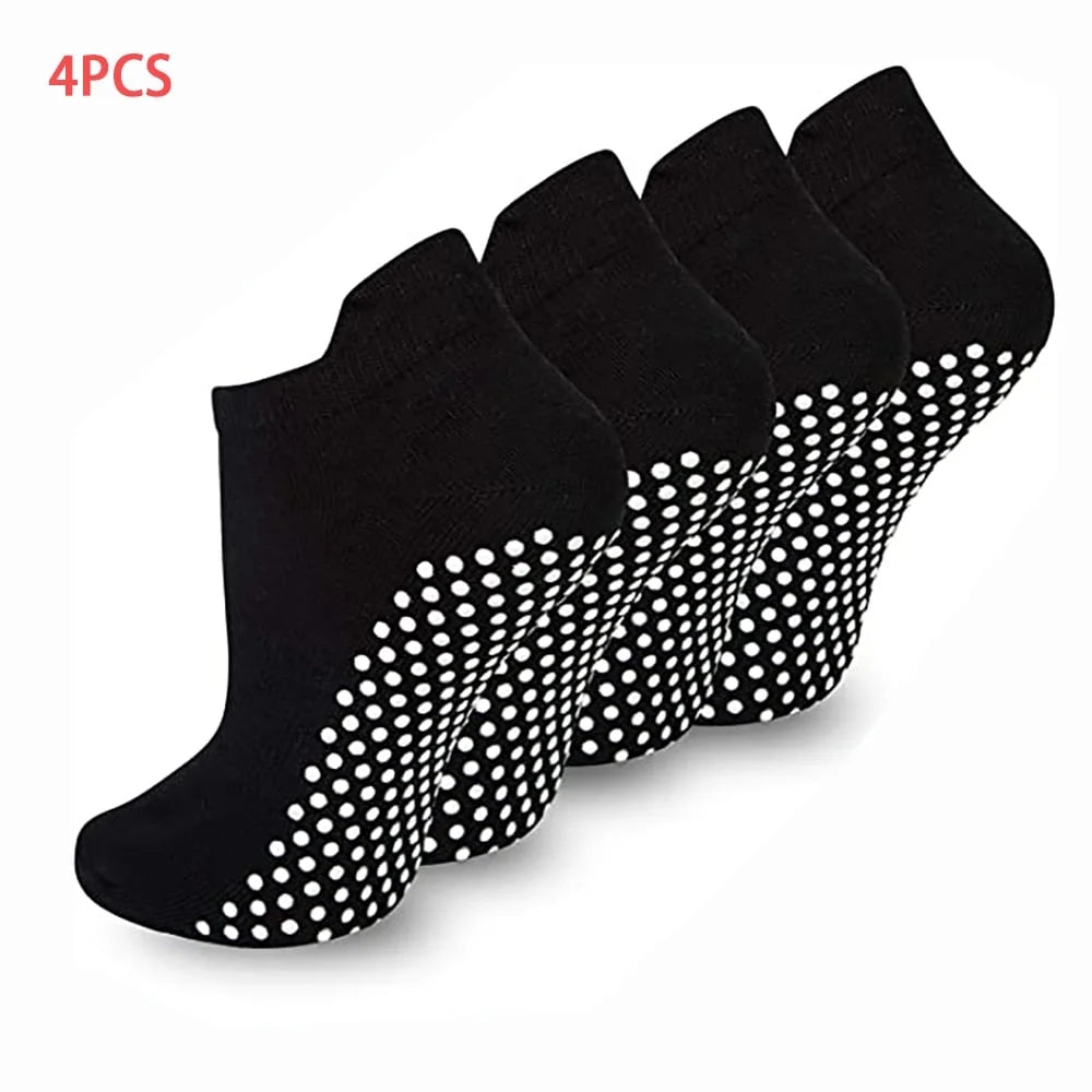 EASTIN 4 Pairs Non Slip Grip Socks Yoga Pilates Hospital Socks Sticky Grippers for Men Women - FitPulseEASTIN 4 Pairs Non Slip Grip Socks Yoga Pilates Hospital Socks Sticky Grippers for Men Women