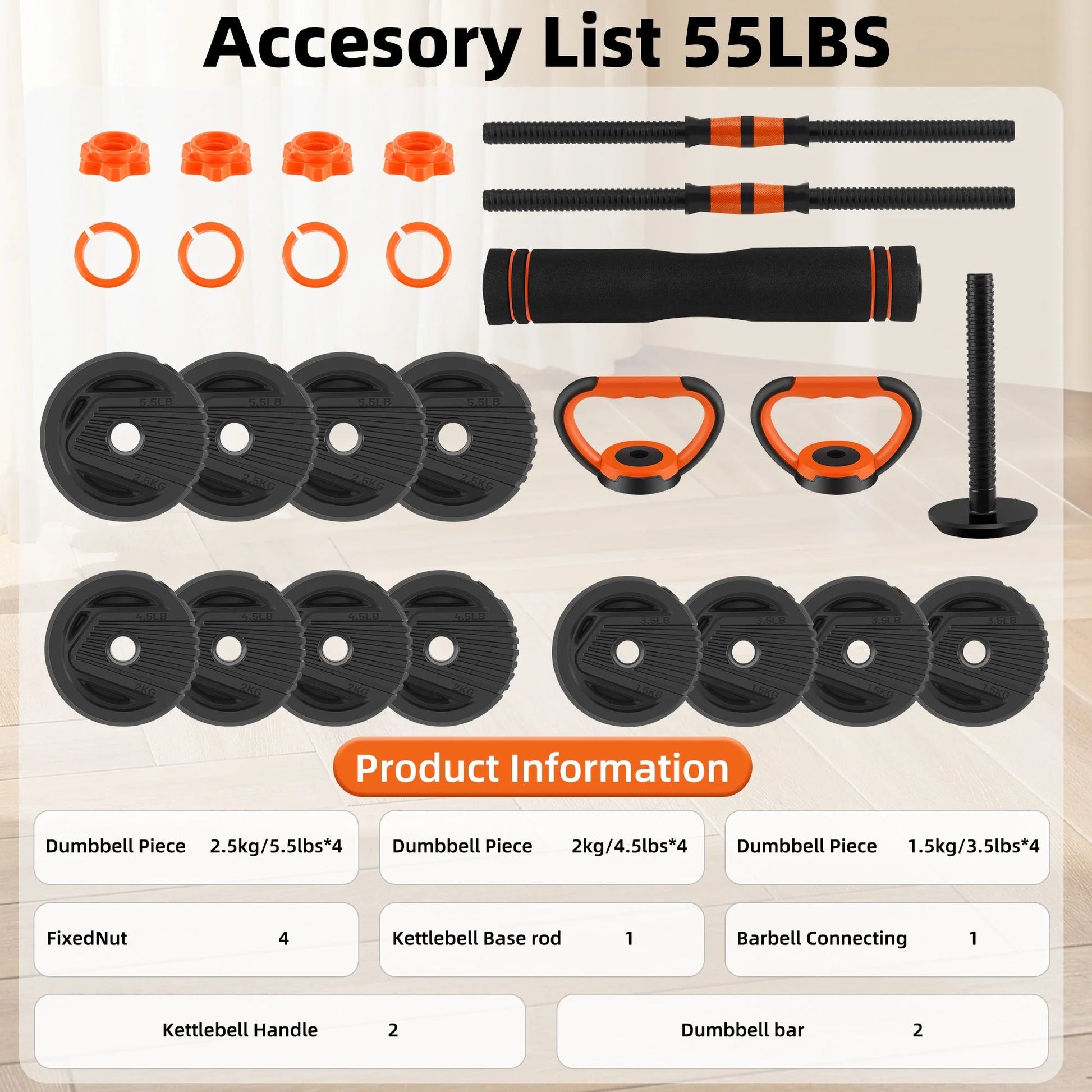 Adjustable Dumbbells, 55Lbs Free Weight Set with Connector, 4 In1 Dumbbells Set Used as Barbell, Kettlebells, Push up Stand, Fitness Exercises for Home Gym Suitable Men/Women - FitPulseAdjustable Dumbbells, 55Lbs Free Weight Set with Connector, 4 In1 Dumbbells Set Used as Barbell, Kettlebells, Push up Stand, Fitness Exercises for Home Gym Suitable Men/Women