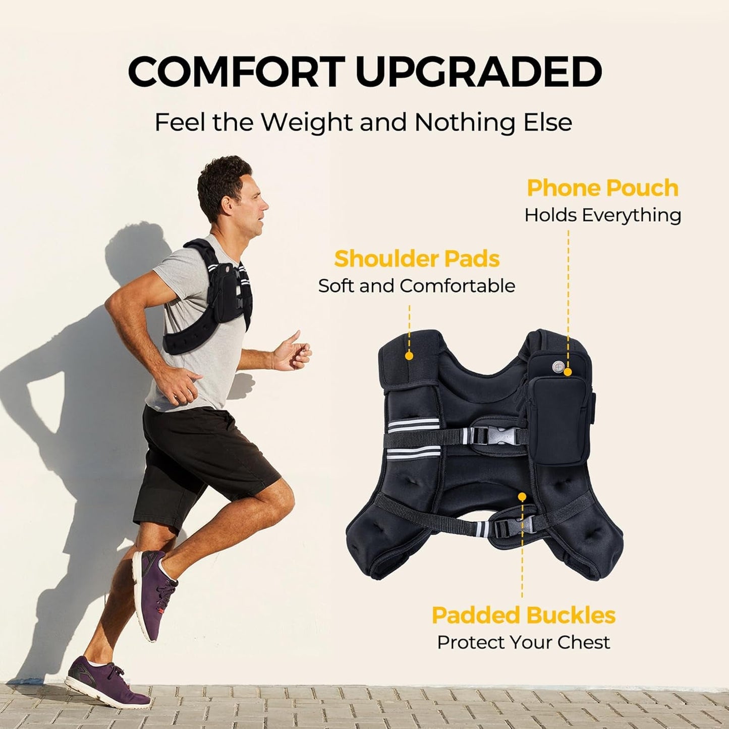 Weighted Vest,4Lb/6Lb/10Lb/12Lb/16Lb/20Lb/25Lb/30Lb Weight Vest with Reflective Stripe, Body Weight Vests Adjustable for Men, Women Workout, Strength Training, Running, Walking, Jogging - FitPulseWeighted Vest,4Lb/6Lb/10Lb/12Lb/16Lb/20Lb/25Lb/30Lb Weight Vest with Reflective Stripe, Body Weight Vests Adjustable for Men, Women Workout, Strength Training, Running, Walking, Jogging