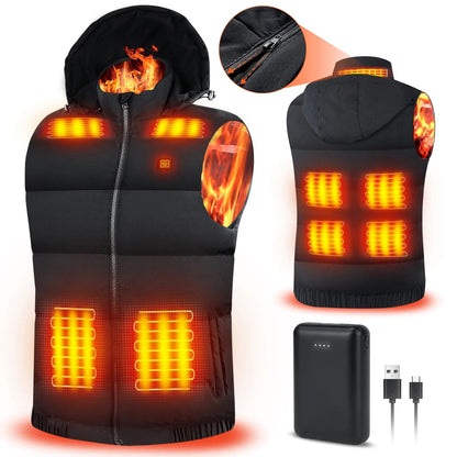Heated Vest for Mens and Womens with 10000Mah Battery Pack, Detachable Heated Hood Heating Clothing, 3 Temperature Levels Electrically Heated Jacket, Szie XL - FitPulseHeated Vest for Mens and Womens with 10000Mah Battery Pack, Detachable Heated Hood Heating Clothing, 3 Temperature Levels Electrically Heated Jacket, Szie XL