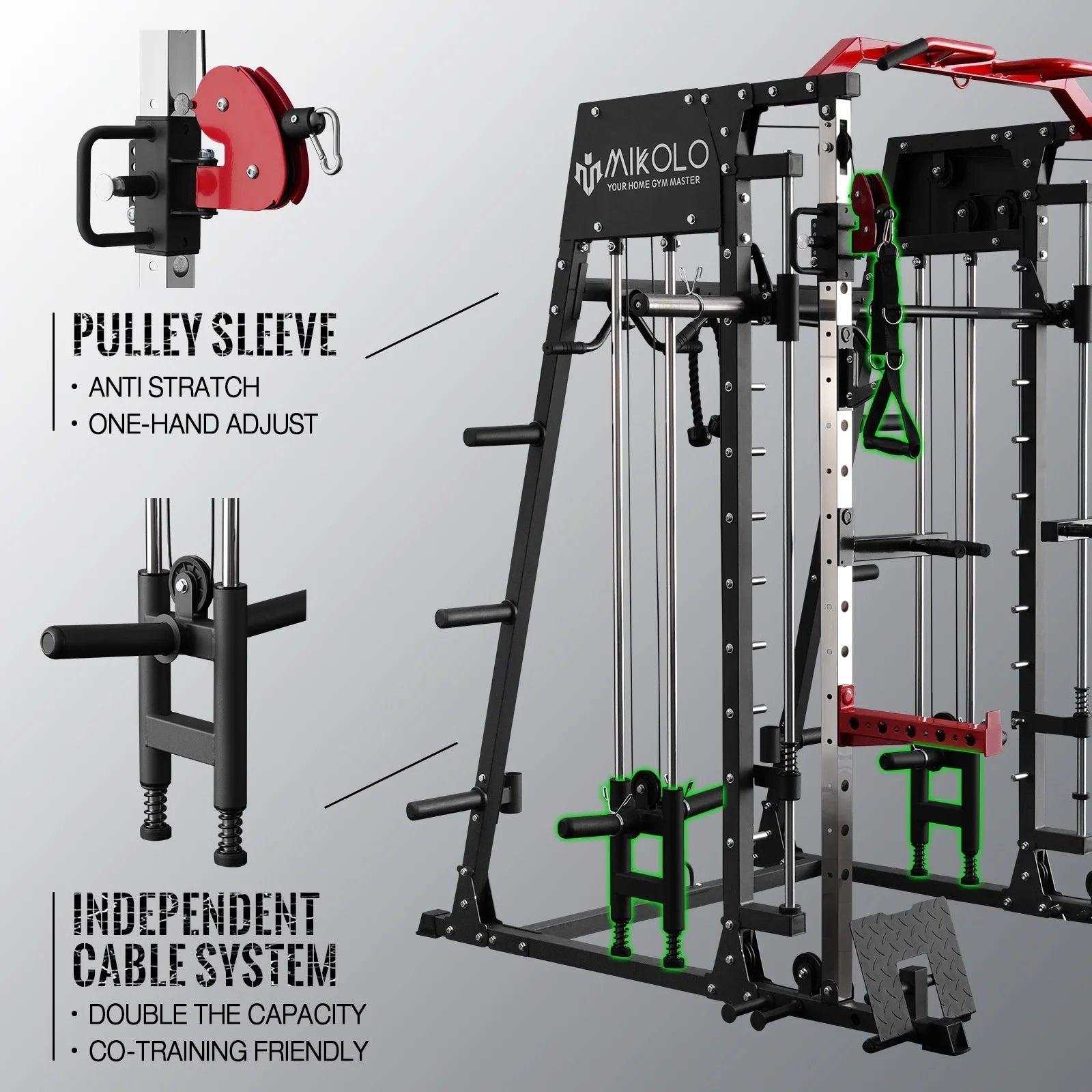 Smith Machine Home Gym, 2200 Lbs Power Rack Cage with Cable Crossover, Weight Bar, 360° Landmine, Barbell Holders and Other Attachments, Total Body Strength Training Cage - FitPulseSmith Machine Home Gym, 2200 Lbs Power Rack Cage with Cable Crossover, Weight Bar, 360° Landmine, Barbell Holders and Other Attachments, Total Body Strength Training Cage