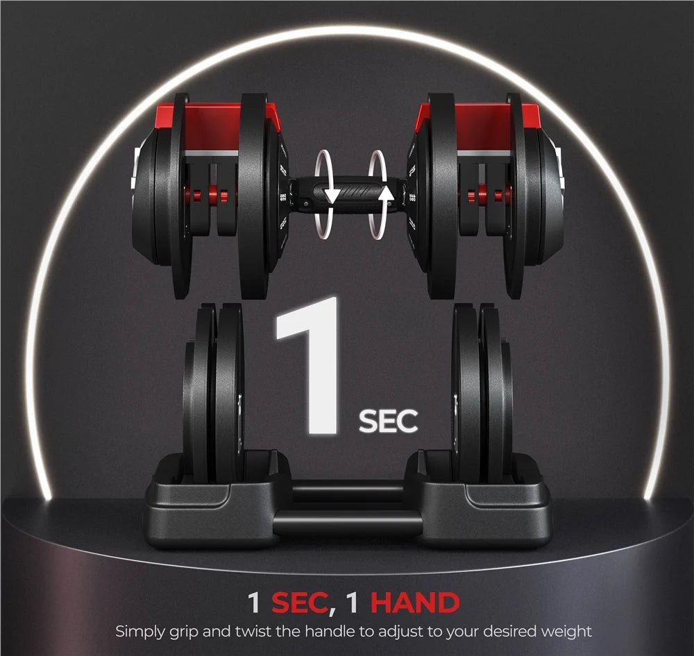 Adjustable Anti - Slip 3 - In - 1 Nylon Dumbbell Weight Set, 7 - 52.5Lbs, (Black & Red) - FitPulseAdjustable Anti - Slip 3 - In - 1 Nylon Dumbbell Weight Set, 7 - 52.5Lbs, (Black & Red)