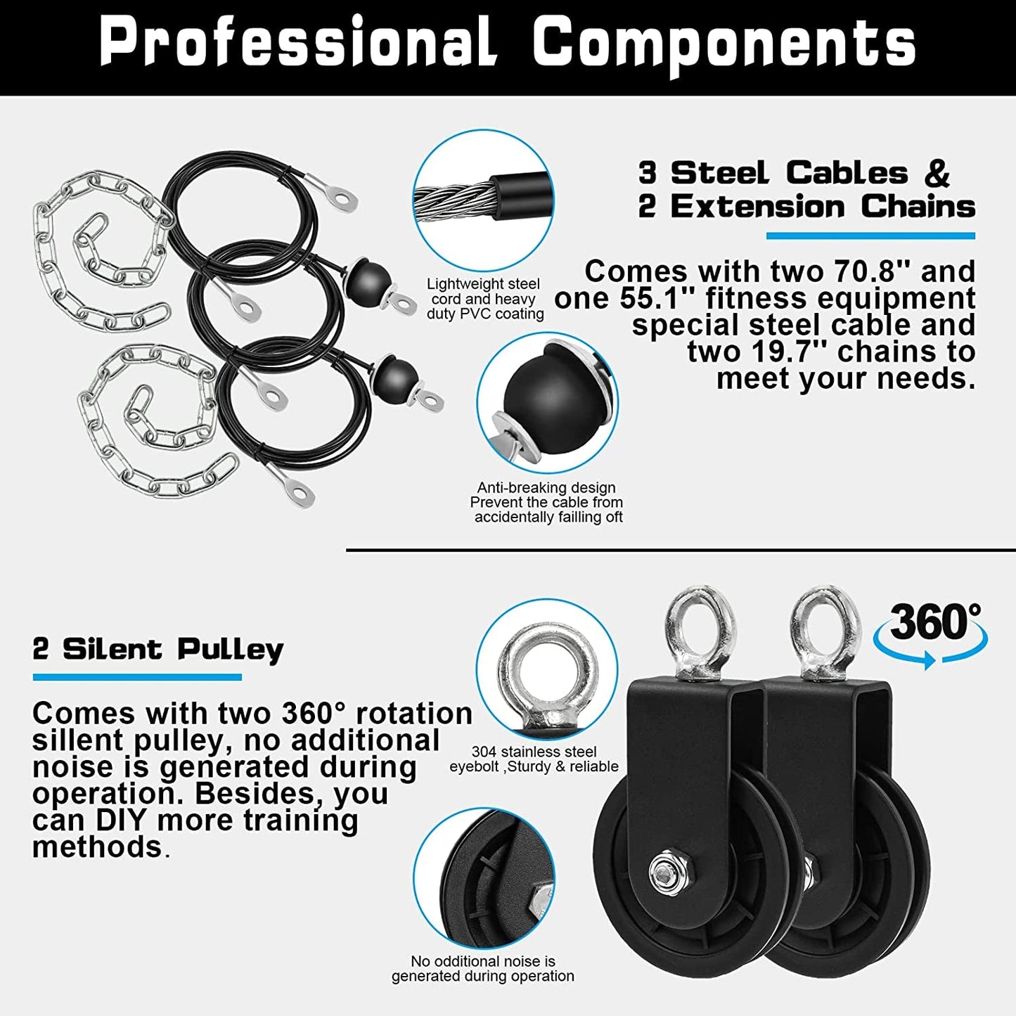 Weight Cable Pulley System Gym, Upgraded Cable Pulley Attachments for Gym LAT Pu - FitPulseWeight Cable Pulley System Gym, Upgraded Cable Pulley Attachments for Gym LAT Pu