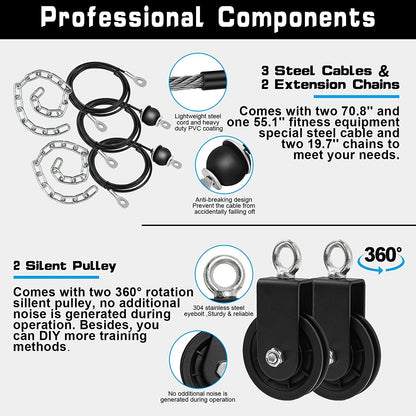 Weight Cable Pulley System Gym, Upgraded Cable Pulley Attachments for Gym LAT Pu - FitPulseWeight Cable Pulley System Gym, Upgraded Cable Pulley Attachments for Gym LAT Pu