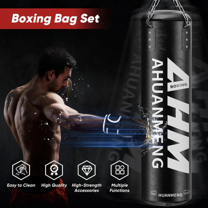 Punching Bag for Adults 4FT PU Heavy Boxing Bag Set Hanging Boxing Bag Kit W/ 12Oz Gloves - FitPulsePunching Bag for Adults 4FT PU Heavy Boxing Bag Set Hanging Boxing Bag Kit W/ 12Oz Gloves