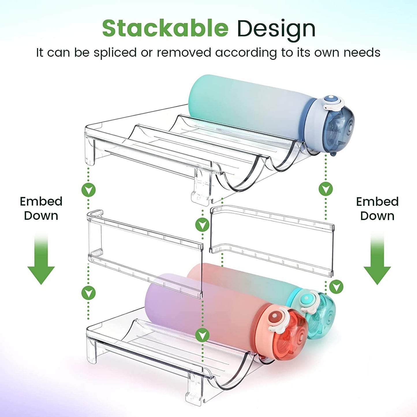 Water Bottle Organizer for Cabinet, Water Bottle Storage Organizer, 2 Packs Water Bottle Storage Rack, Water Bottle Holder for Cabinet, Stackable Water Bottle Storage Rack - FitPulseWater Bottle Organizer for Cabinet, Water Bottle Storage Organizer, 2 Packs Water Bottle Storage Rack, Water Bottle Holder for Cabinet, Stackable Water Bottle Storage Rack