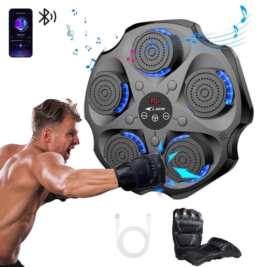 Music Boxing Machine with Boxing Gloves, Wall Mounted Smart Bluetooth Music Boxing Trainer, Electronic Boxing Target Workout Punching Equipment for Home, Indoor and Gym - FitPulseMusic Boxing Machine with Boxing Gloves, Wall Mounted Smart Bluetooth Music Boxing Trainer, Electronic Boxing Target Workout Punching Equipment for Home, Indoor and Gym