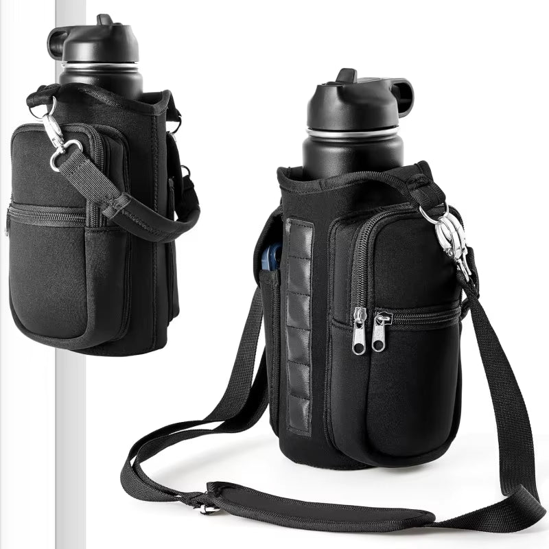 Magnetic Water Bottle Holder Gym Water Bottle Carrier Bag W/ Phone Pocket Handle Shoulder Strap 6 Built - In Magnets Water Bottle - FitPulseMagnetic Water Bottle Holder Gym Water Bottle Carrier Bag W/ Phone Pocket Handle Shoulder Strap 6 Built - In Magnets Water Bottle