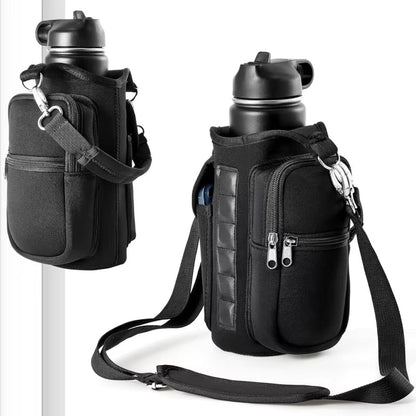 Magnetic Water Bottle Holder Gym Water Bottle Carrier Bag W/ Phone Pocket Handle Shoulder Strap 6 Built - In Magnets Water Bottle - FitPulseMagnetic Water Bottle Holder Gym Water Bottle Carrier Bag W/ Phone Pocket Handle Shoulder Strap 6 Built - In Magnets Water Bottle