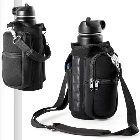 Magnetic Water Bottle Holder Gym Water Bottle Carrier Bag W/ Phone Pocket Handle Shoulder Strap 6 Built - In Magnets Water Bottle - FitPulseMagnetic Water Bottle Holder Gym Water Bottle Carrier Bag W/ Phone Pocket Handle Shoulder Strap 6 Built - In Magnets Water Bottle