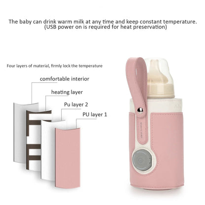 Portable Bottle Warmer, Intelligent Bottle Warmer, Fast Charge, 3 - Speed Temperature Regulation, Pink - FitPulsePortable Bottle Warmer, Intelligent Bottle Warmer, Fast Charge, 3 - Speed Temperature Regulation, Pink