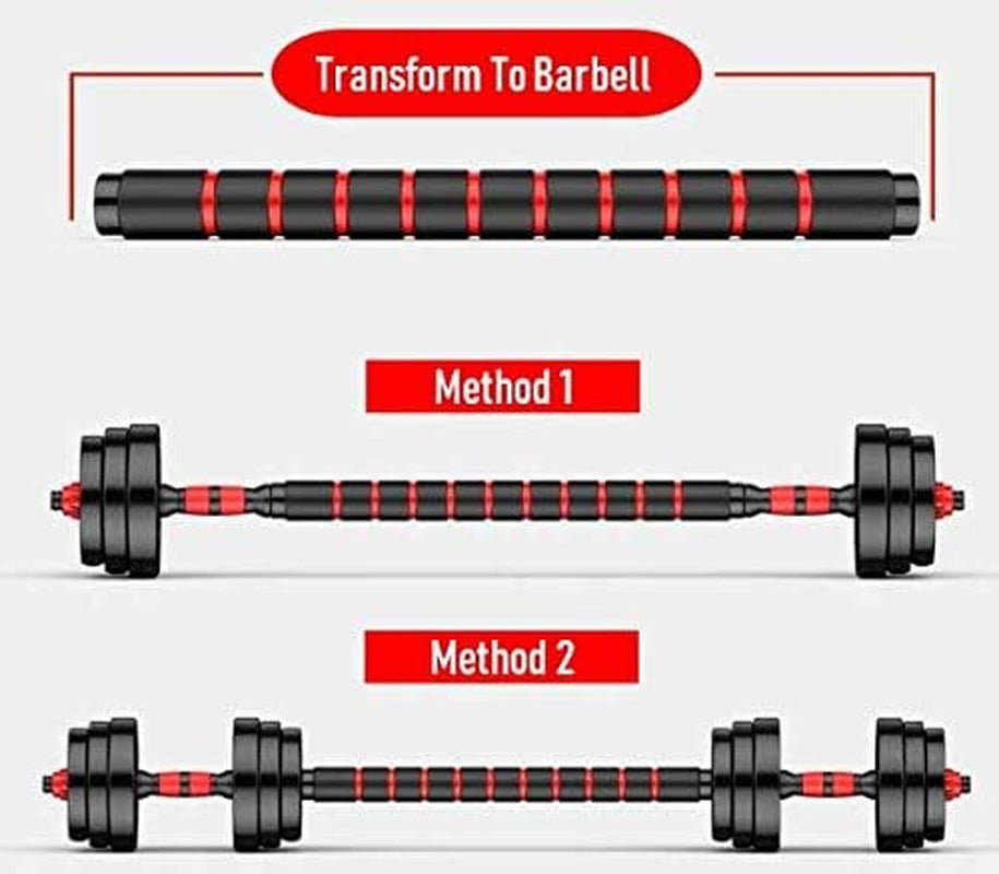 Adjustable Dumbbell Barbell Set (88LB/66LB/44LB) Weight with Connecting Rod 2 in 1 Home Body Workout Exercise Equipment for Men and Woman - FitPulseAdjustable Dumbbell Barbell Set (88LB/66LB/44LB) Weight with Connecting Rod 2 in 1 Home Body Workout Exercise Equipment for Men and Woman