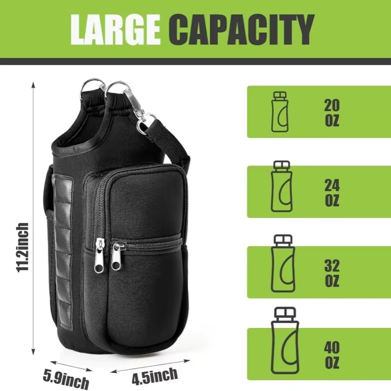 Magnetic Water Bottle Holder Gym Water Bottle Carrier Bag W/ Phone Pocket Handle Shoulder Strap 6 Built - In Magnets Water Bottle - FitPulseMagnetic Water Bottle Holder Gym Water Bottle Carrier Bag W/ Phone Pocket Handle Shoulder Strap 6 Built - In Magnets Water Bottle
